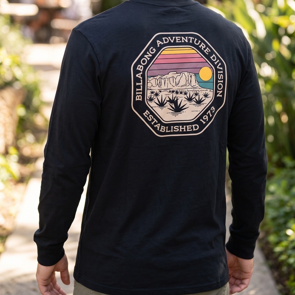 Billabong Adventure Division Navy Blue Long Sleeve Organic Cotton Graphic Tee
